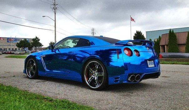 Nissan GT-R Wrapped in Blue Chrome