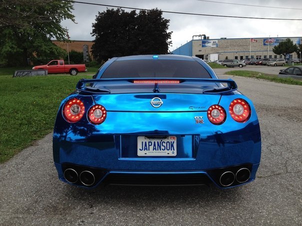 Nissan GT-R Wrapped in Blue Chrome