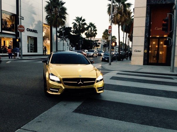 Mercedes-Benz CLS Gold Chrome in Beverly Hills
