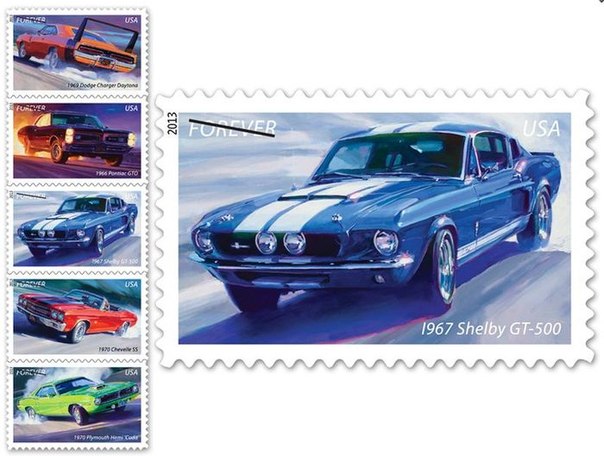 В США выпустили коллекцию марок с легендарными масл-карами