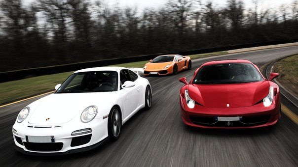 Porsche 911, Ferrari 458 Italia, Lamborghini Gallardo