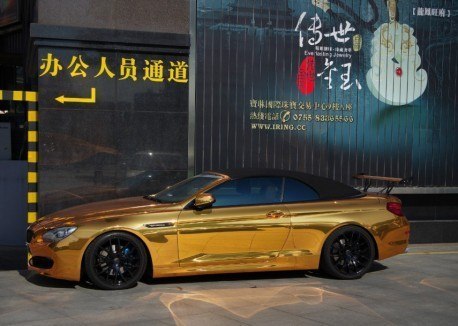 Золотая BMW 650i Convertible
