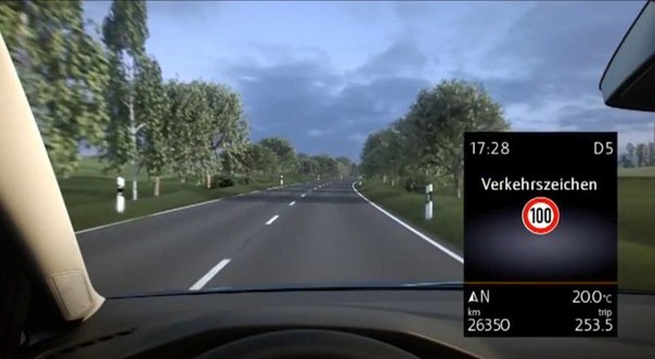 Volkswagen представила систему распознавания дорожных знаков на Golf 7