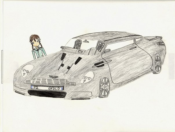 Автомобили Джеймса Бонда в детских рисунках
