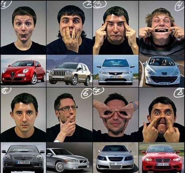 Выражение "лица" автомобилей разных марок :)