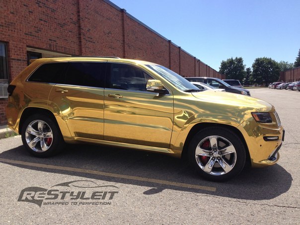Jeep Grand Cherokee SRT8 Wrapped in Gold Chrome