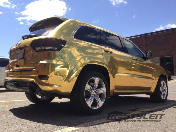Jeep Grand Cherokee SRT8 Wrapped in Gold Chrome